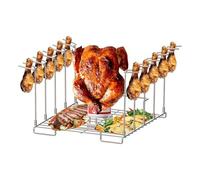 Supporto per polli 4 in 1, supporto per polli per birra, supporto in metallo 4 in 1 per pollo - Accessori da forno per spiedini in acciaio inossidabile con 10 posti per riunioni di famiglia