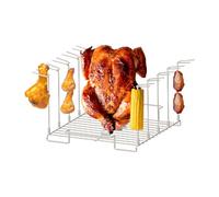 Supporto per polli da Birra in Acciaio - Supporto per spiedini da Barbecue con 10 posti, Accessorio per Barbecue per Esterni, Multifunzionale, Attrezzatura da Picnic, Utensili da Campeggio