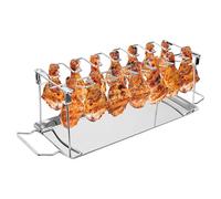 Supporto per pollo, per barbecue, con vassoio di raccolta e supporto a 14 scomparti, per forno e barbecue, per interni, esterni, campeggio, feste, giardino, cortile, casa, cucina