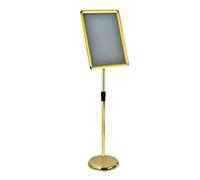 Supporto per poster da terra, supporto per cartelli A4, per visualizzazione verticale e orizzontale, base resistente A3 Gold Rounded-corner style