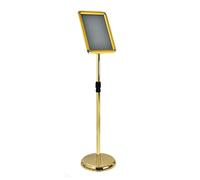 Supporto per poster da terra, supporto per cartelli A4, per visualizzazione verticale e orizzontale, base resistente A4 Gold Rounded-corner style