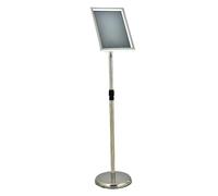 Supporto per poster da terra, supporto per cartelli A4, per visualizzazione verticale e orizzontale, base resistente A4 Silver Right-angle style