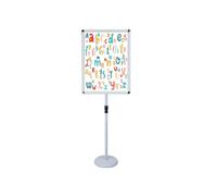 Supporto per poster regolabile, base in metallo pesante con chiusura a scatto, supporto per poster da pavimento, visualizzazione verticale e orizzontale, 9,6 x 13,5 pollici, nero (White, 17,72 x 24,57