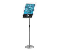 supporto per poster regolabile, base in metallo pesante con chiusura a scatto, supporto per poster da pavimento, visualizzazione verticale e orizzontale, 9,6 x 13,5 pollici, nero (argento, 9,6 x 13,5