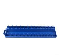 Supporto per prese metriche da 3/8 di pollice, organizer in plastica per prese profonde e standard da 6-20 mm, staffa per attrezzi da officina per garage, blu