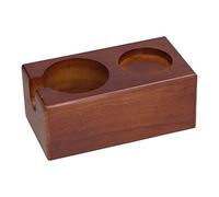 Supporto per pressino per caffè, in legno, organizer per utensili da caffè a 2 fori, per caffè in casa, marrone 7x3,7x2,8 pollici