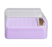 Supporto per punte per trapano per unghie 30 fori profondi Contenitore contenitore a prova di polvere con spazzola per pulizia per salone di casa Strumenti professionali per nail (Viola)