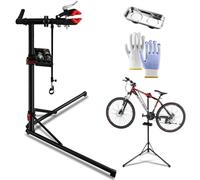 Supporto per riparazione bici pieghevole 30 kg - Cavalletto da manutenzione con morsetto girevole a 360°, altezza regolabile, vassoio magnetico e guanti - Ideale per MTB, bici da strada ed e-bike