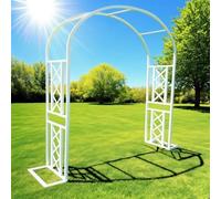 Supporto per rose in metallo per piante rampicanti, traliccio regolabile con base staccabile, arco da giardino antiruggine per decorazione da patio esterno (bianco L x A 200 x 270 cm)