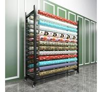 Supporto per Rotoli di Vinile, Supporto per Rotoli di Tessuto Regolabile con Ruote, Organizer Mobile per Vinile, Pelle, pellicole per finestre e Carta da Parati - 200 cm di Larghezza, 16 AST