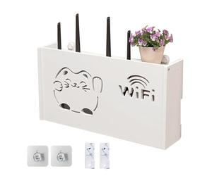 Supporto per router Wi-Fi - Fortune Cat Box da parete ventilato, copertura decorativa per router | Elegante decorazione per la casa, scatola WiFi, nascosta, telecomando, contenitore per gioielli