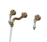 Supporto per rubinetto da bagno in ottone antico, 3 fori, 2 manopole a leva, ottone, lavandino, miscelatore (antico)