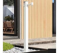 Supporto per rubinetto da esterno con colonna d'acqua verticale, 60 cm, rubinetto autoportante per irrigazione facile da giardino, design antigelo, per tutte le condizioni atmosferiche, bianco