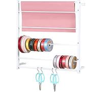 Supporto per rulli in tessuto metallico resistente, rack di stoccaggio montato a parete per carta, nastro e vinile, organizzatore di risparmio di spazio per l'esposizione della stanza dell'artigianato