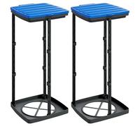 Supporto per sacchetti della spazzatura, 2 pezzi, 60 l, in robusto polipropilene, colore nero e blu, con coperchio, pieghevole, ideale per casa, giardino, ufficio, campeggio, separazione dei rifiuti