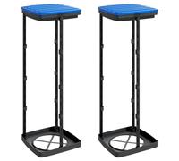 Supporto per sacchetti della spazzatura, 2 pezzi, nero e blu, 120 l, in polipropilene, per cucina, giardino, ufficio, con coperchio e design pieghevole per uno smaltimento e un facile riciclaggio
