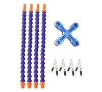 Supporto per saldatura con 4 bracci flessibili, base in lega di alluminio, strumento a terza mano, clip girevoli a 360° per la riparazione di elettronica e gioielli, include 4 (Blu)
