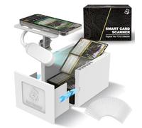 Supporto per scanner di carte con luce LED per carte sportive TCG e MTG, supporto per telefono a mani libere per ManaBox, scansiona carte con maniche (20 custodie incluse), organizer pieghevole con