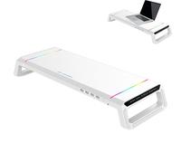 Supporto per schermo del computer | Organizer da scrivania, supporto per monitor computer, porta stampante RGB, hub USB 3.0 a 4 porte per PC portatile, da scrivania