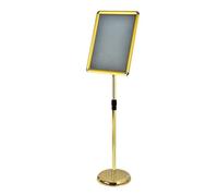 Supporto per segnaletica regolabile A3 Display poster da terra con cornice a scatto e base stabile Poster Supporti menu Avviso messaggi pubblicitari Tabellone cartelli A3 Gold Rounded-corner style