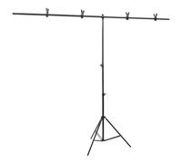 Supporto per sfondo a forma di T, sistema di sfondo per studio fotografico con 4 clip e borsa per il trasporto, treppiede regolabile in altezza per riprese video, fotografia e film, in metallo, nero