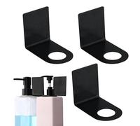 Supporto per shampoo, 3 pezzi, ganci in acciaio, con pellicola autoadesiva, organizer per doccia, per bagno, shampoo, per bottiglie, balsamo, dispenser di sapone in metallo, legno, parete e