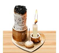 Supporto per Smudge Stick, Bruciatore di incenso | Supporto per bruciatore in ceramica versatile | Porta incenso 4 in 1 Ash Catcher Asian Spiritual Zen Art per Yoga SPA Meditation