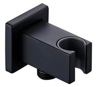 Supporto per soffione Doccia a Ventosa, Supporto for soffione Doccia in Ottone Massiccio, Supporto da Parete 3 in 1 con Flangia, Nero