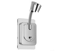 Supporto per soffione doccia auto regolabile per montaggio a parete, installazione senza trapano, compatibile con più design di soffioni (argento)