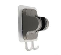 Supporto per soffione doccia con installazione senza punzonatura, angolo regolabile per un'esperienza di doccia ottimale, ABS con gancio aggiuntivo per accessori da bagno (grigio)