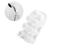 Supporto per soffione doccia in silicone, supporto regolabile per soffione doccia, montaggio a parete, staffa a ventosa per tubo doccia standard, scopa e mocio (bianco)