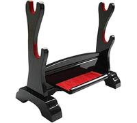 Supporto per Spada, Supporto per Armi per Arti Marziali, Supporto da Tavolo in Legno Laccato di Lusso per espositore da Tavolo per Spade Katana o Wakizashi, Nero, 3 Strati