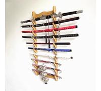 Supporto per Spada, Supporto per Katana, espositore per Katana e wakizashi per Arti Marziali, Compatibile con Tutte Le Spade, da 1 a 12 Ripiani (Colore Legno, 10 Ripiani)
