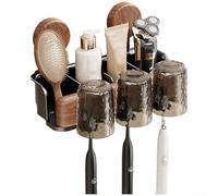 Supporto per spazzolino e asciugacapelli a ventosa tutto in uno con robusta tecnologia di aspirazione, progettato per mantenere gli oggetti da bagno organizzati e di facile accesso (C)