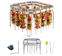 Supporto per spiedini da forno, per friggitrice ad aria calda, pieghevole, con 28 spiedini, per ali di pollo grigliate, kebab, salsicce, antiruggine, riutilizzabile
