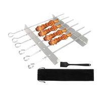 Supporto per spiedini per grill, in acciaio inox, riutilizzabile, accessorio portatile per grigliare per riunioni di famiglia, picnic all'aperto