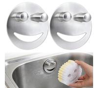 Supporto per spugna, 2 pezzi in acciaio inox con faccina sorridente per lavello da cucina, supporto per spugna per lavello compatibile con Scrub Daddy