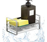 Supporto per spugna per lavello da cucina, porta strofinacci con vassoio di scarico, organizer multiuso, in metallo, per piano di lavoro della cucina