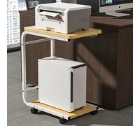 Supporto per stampante a 2 livelli Carrello per stampante compatta Soluzione di archiviazione per PC CPU Shredder & Fax Scanner Finitura Naturale Tavolino Mobile Office nizer