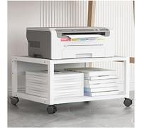 Supporto per stampante a 2 livelli con ruote bloccabili DesktopRack e ripiano portaoggetti Scrivania per stampante da pavimento per casa e ufficio, bianco (H30 cm)