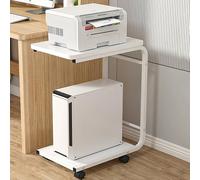 Supporto per stampante a 2 livelli da posizionare sotto la scrivania, per PC Tower CPU Shredder e fax Scanner, elegante design bianco, soluzione salvaspazio
