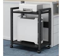 Supporto per Stampante a 2 Livelli, tavolo per stampante regolabile in altezza con ruote, supporto per torre per computer, carrello porta CPU, tavolo mobile per PC per giochi in ufficio a casa