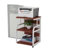 Supporto per stampante a 3 livelli con ruote, carrello per stampante mobile con ripiani, comodino versatile per casa, ufficio, fax e scanner (marrone)