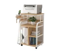 Supporto per stampante a 3 livelli su ruote, carrello per stampante mobile con ripiani, comodino versatile per casa, ufficio, fax e scanner, finitura naturale