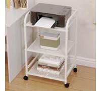 Supporto per stampante con ruote bloccabili, carrello portaoggetti sotto la scrivania per casa e ufficio, ripiano multifunzione per stampanti, PC, fax, trituratori - bianco, lunghezza 19,6 x larghezza