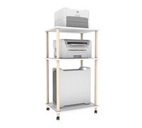 Supporto per Stampante da Pavimento a Tre Strati, Supporto Host Integrato Staccabile per impieghi gravosi, Rack di stoccaggio in Legno massello Multistrato con Ruote per Torre del