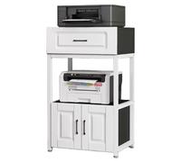 Supporto per stampante da ufficio con contenitore e cassetto, rack resistente a 3 ripiani per PC, fax e trituratore