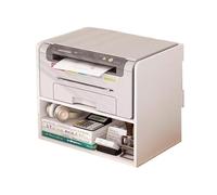 Supporto per stampante desktop con doppio contenitore, libreria compatta per stampante da ufficio, scaffale multifunzione per stampante, design salvaspazio