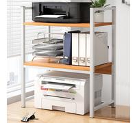 Supporto per Stampante Industrial Scaffale Portaoggetti Multiuso Legno e Bianco