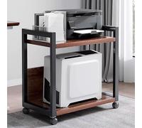 Supporto Per Stampante Industriale Regolabile Con Elementi Rimovibili, Include Torre Per Computer Mobile E Carrello Per Cpu Per L'Organizzazione Delle Apparecchiature Da Ufficio, Marrone, 20X12X22 Po